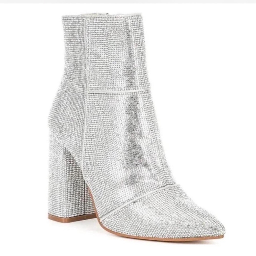 Steve Madden Silver Glitter Ankle Boots